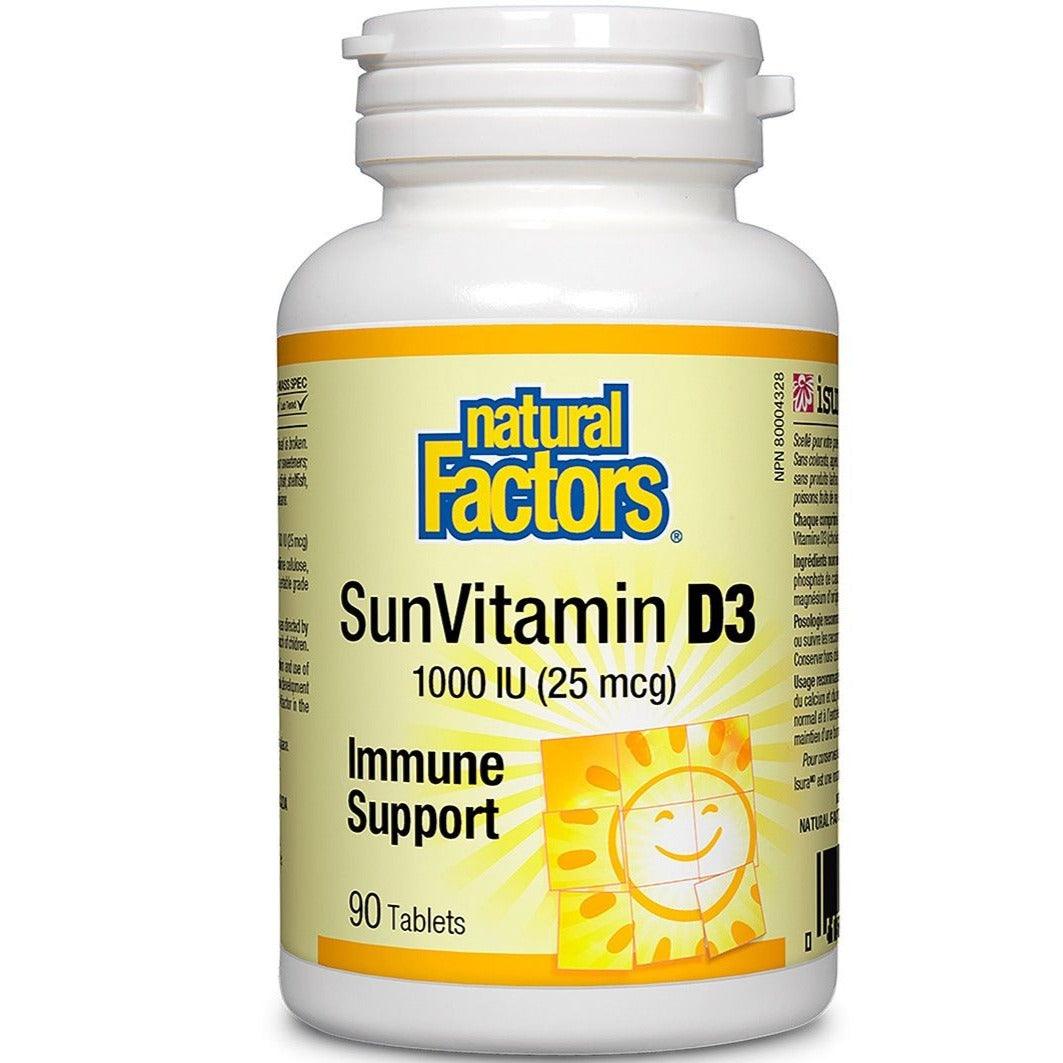Natural Factors Sun Vitamin D3 1000 IU 90 Tabs Vitamins - Vitamin D at Village Vitamin Store
