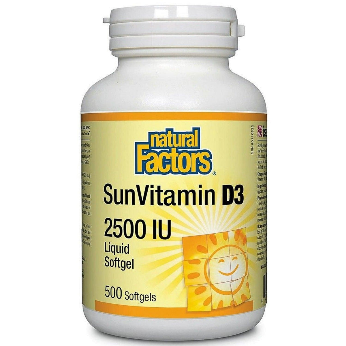Natural Factors Sun Vitamin D3 2500 IU 500 Softgels Vitamins - Vitamin D at Village Vitamin Store