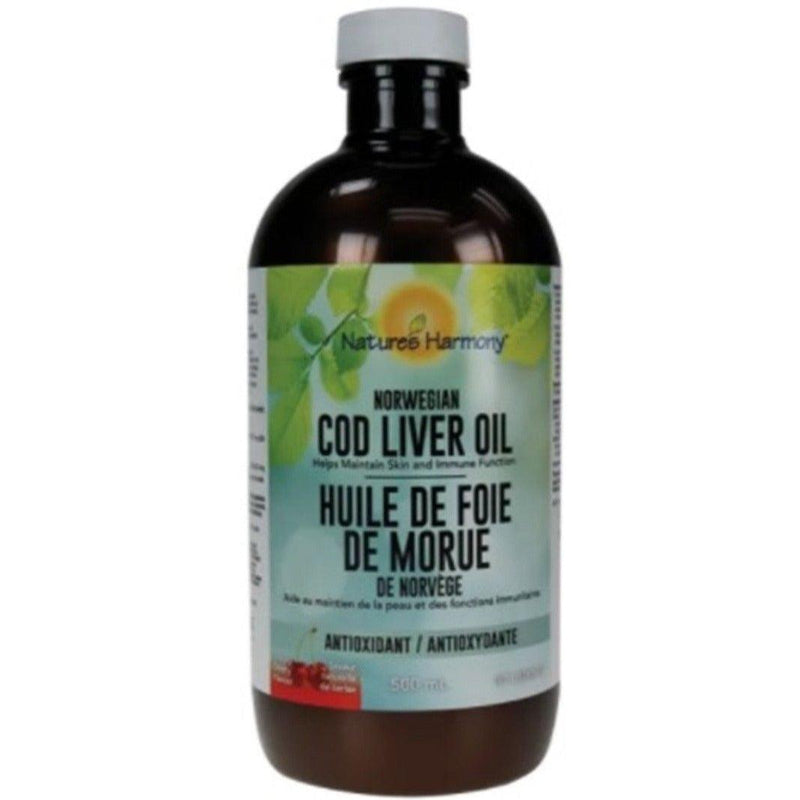 Nature's Harmony Norwegain Cod Liver Oil Cherry 500mL Supplements - EFAs at Village Vitamin Store