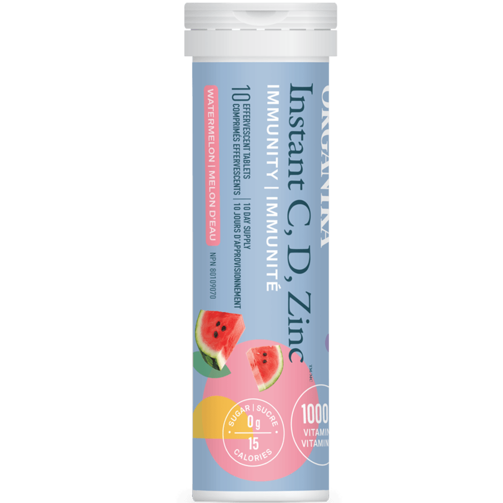 Organika Instant C, D, Zinc 10 Effervescent Tabs Watermelon Supplements - Immune Health at Village Vitamin Store