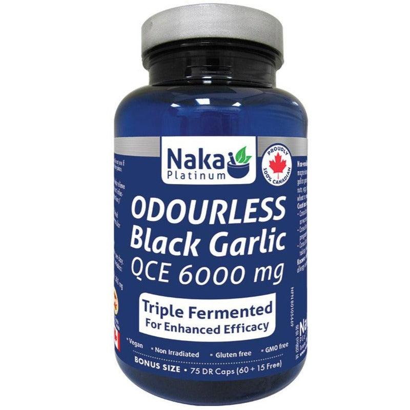 Naka Platinum Odourless Black Garlic 6000mg 60+15 Veggie Caps Supplements at Village Vitamin Store