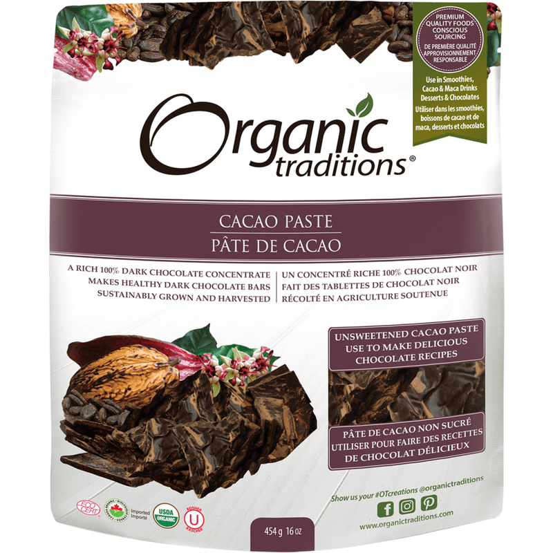 Organic Traditions Organic Cacao Paste 454g Food Items at Village Vitamin Store