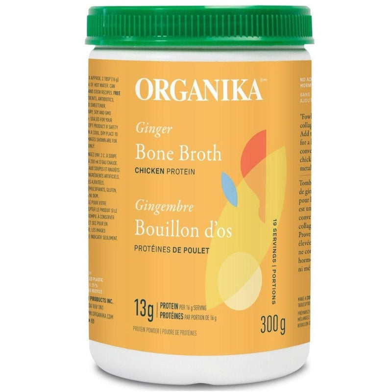 Organika Bone Broth Chicken Protein Powder Ginger 300g Supplements - Protein at Village Vitamin Store
