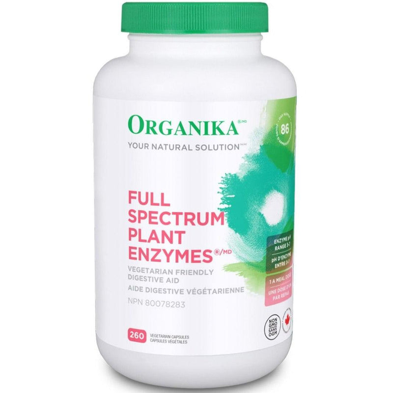 Organika Full Spectrum Plant Enzymes 500mg 260 Veggie Caps Supplements - Digestive Enzymes at Village Vitamin Store