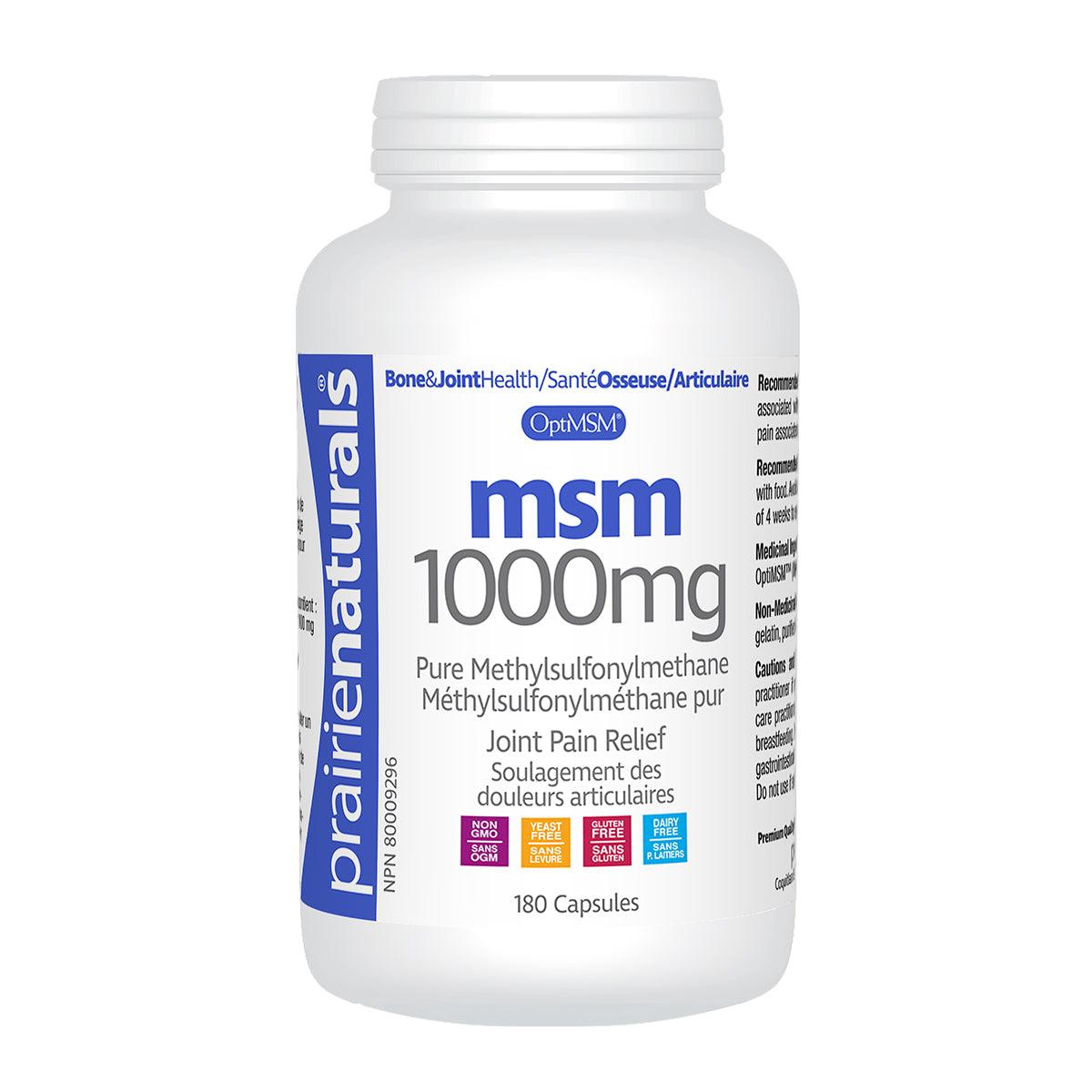 Prairie Naturals MSM 1000 mg 180 caps Supplements - Joint Care at Village Vitamin Store