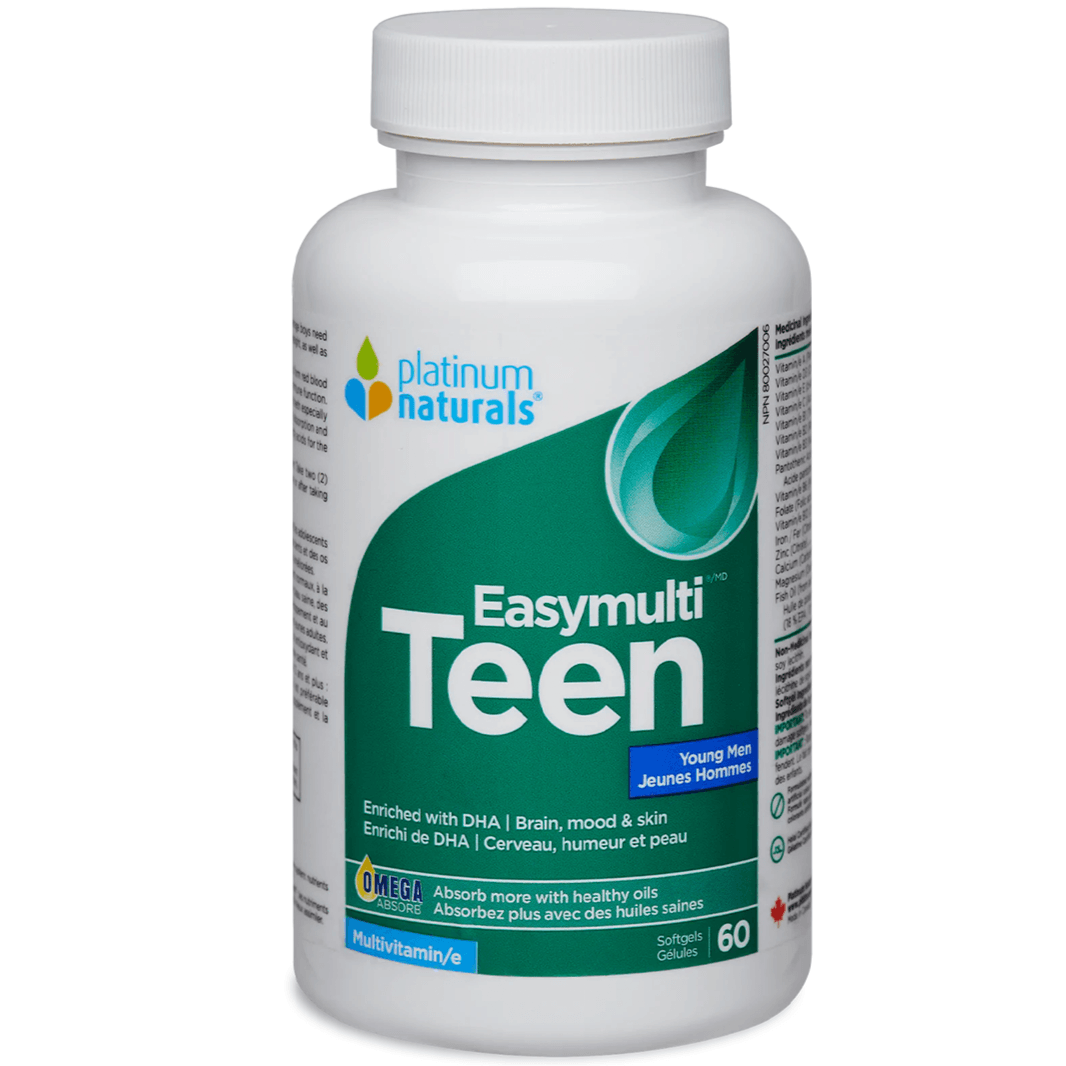 Platinum Naturals Easymulti Teen for Young Men 60 Softgels Supplements - Kids at Village Vitamin Store