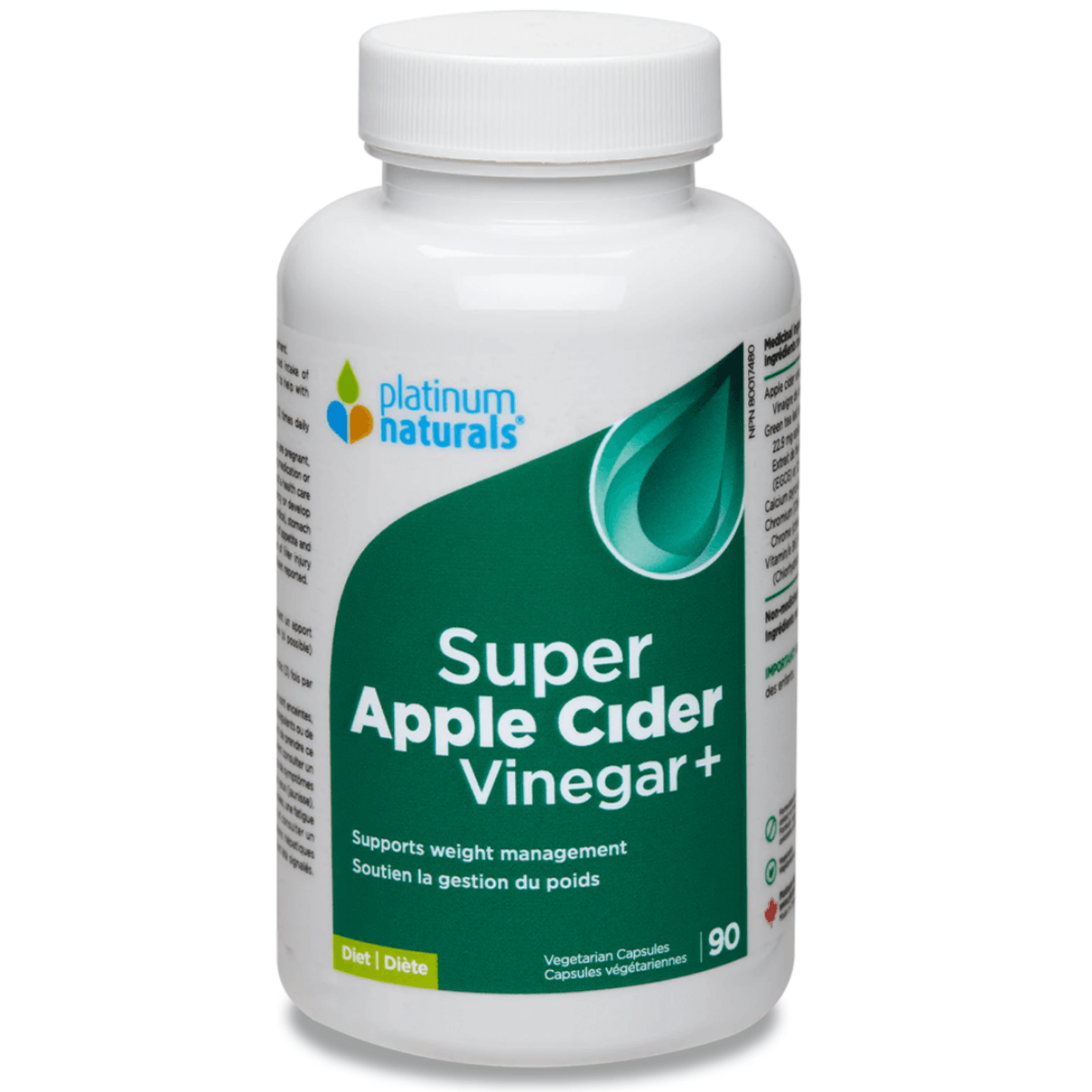 Platinum Naturals Super Apple Cider Vinegar+ 90/180 Veggie Caps Supplements - Weight Loss at Village Vitamin Store