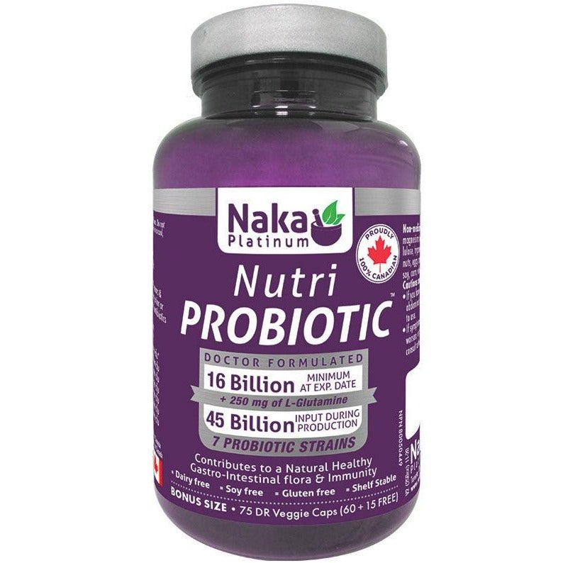 Naka Pro Herbs Platinum Nutri Probiotic Shelf Stable 75 DR Veggie Caps Supplements - Probiotics at Village Vitamin Store
