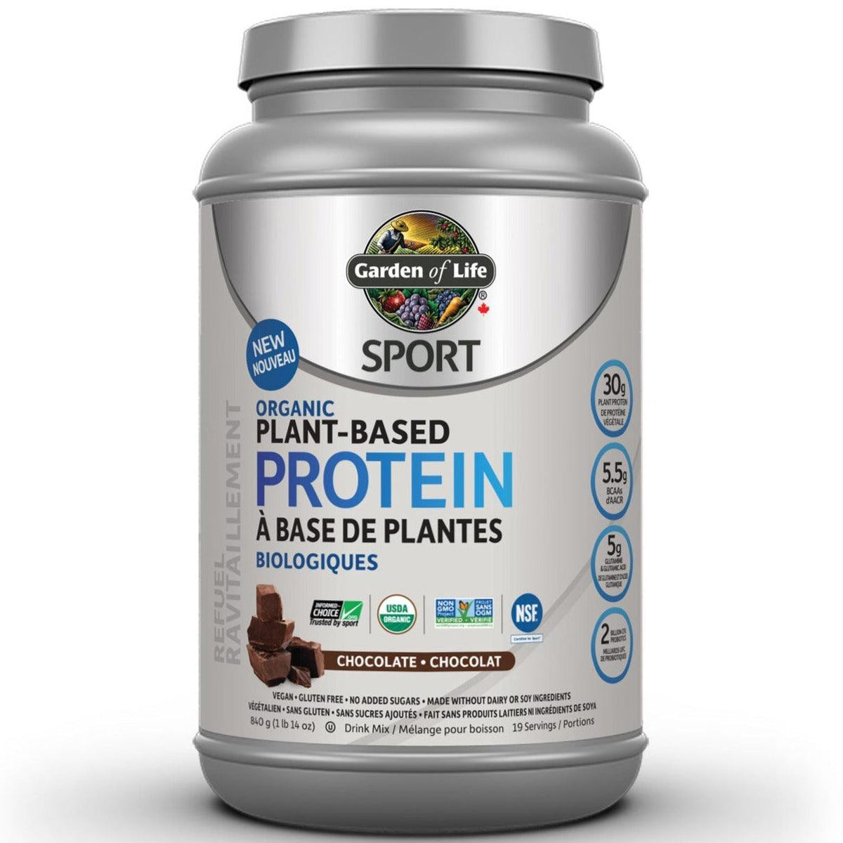 Garden of Life Sport Organic Plant-Based Protein Chocolate 840g Supplements - Protein at Village Vitamin Store