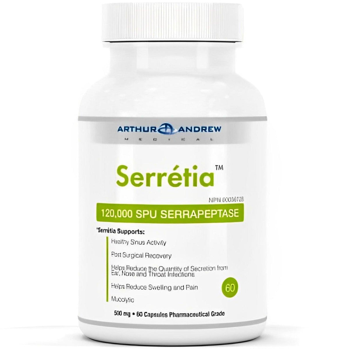 Arthur Andrew Medical - Serretia Pure Serrapeptase 500mg 60 Caps Supplements - Pain & Inflammation at Village Vitamin Store