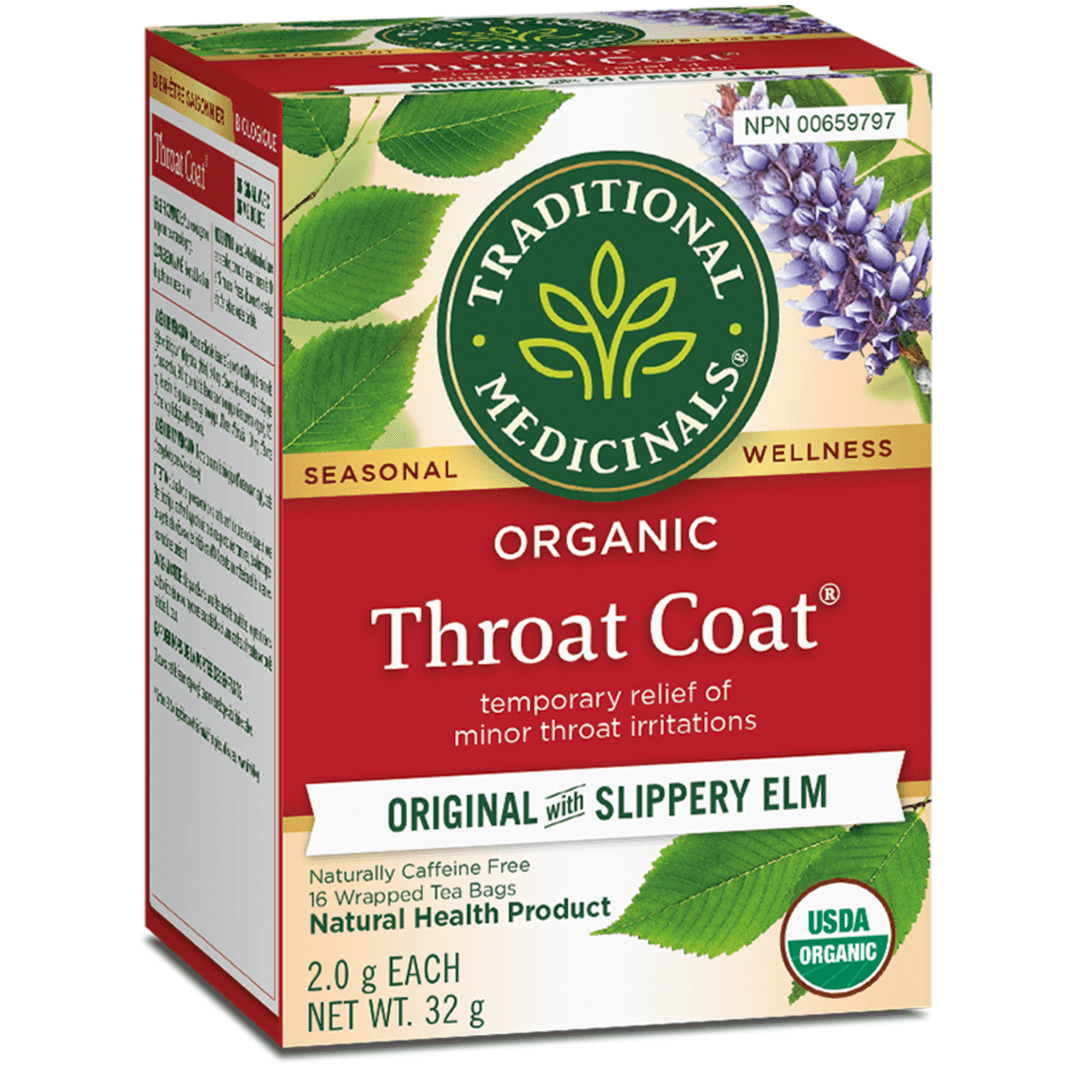 Traditional Medicinals Organic Throat Coat Original Slippery Elm 16 Tea Bags Food Items at Village Vitamin Store