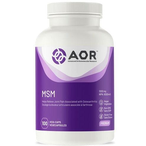 AOR MSM 1000 mg 100 Veggie Caps Supplements - Joint Care at Village Vitamin Store