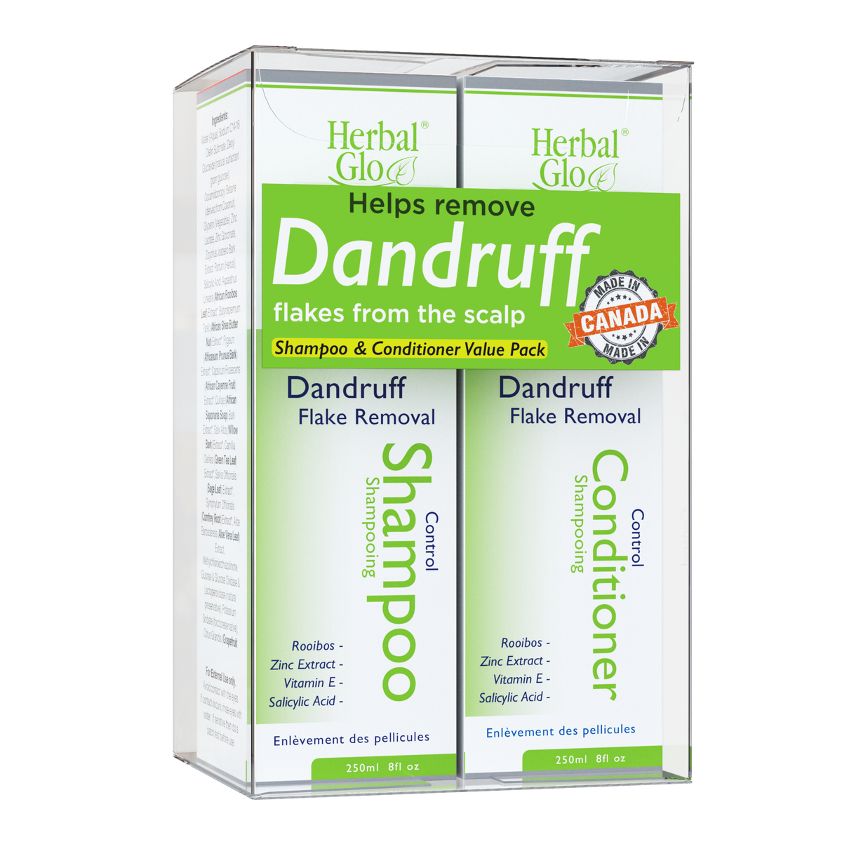 Herbal glo advanced dandruff shampoo and conditioner combo pack 250 ml-Village Vitamin Store