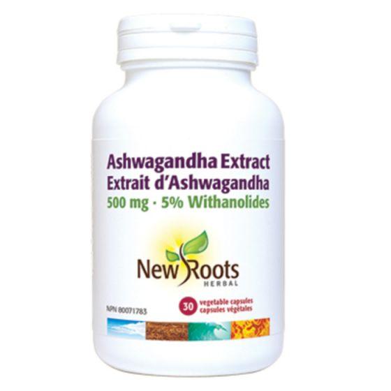 New Roots Ashwagandha Extract 500mg 60 Caps Supplements at Village Vitamin Store