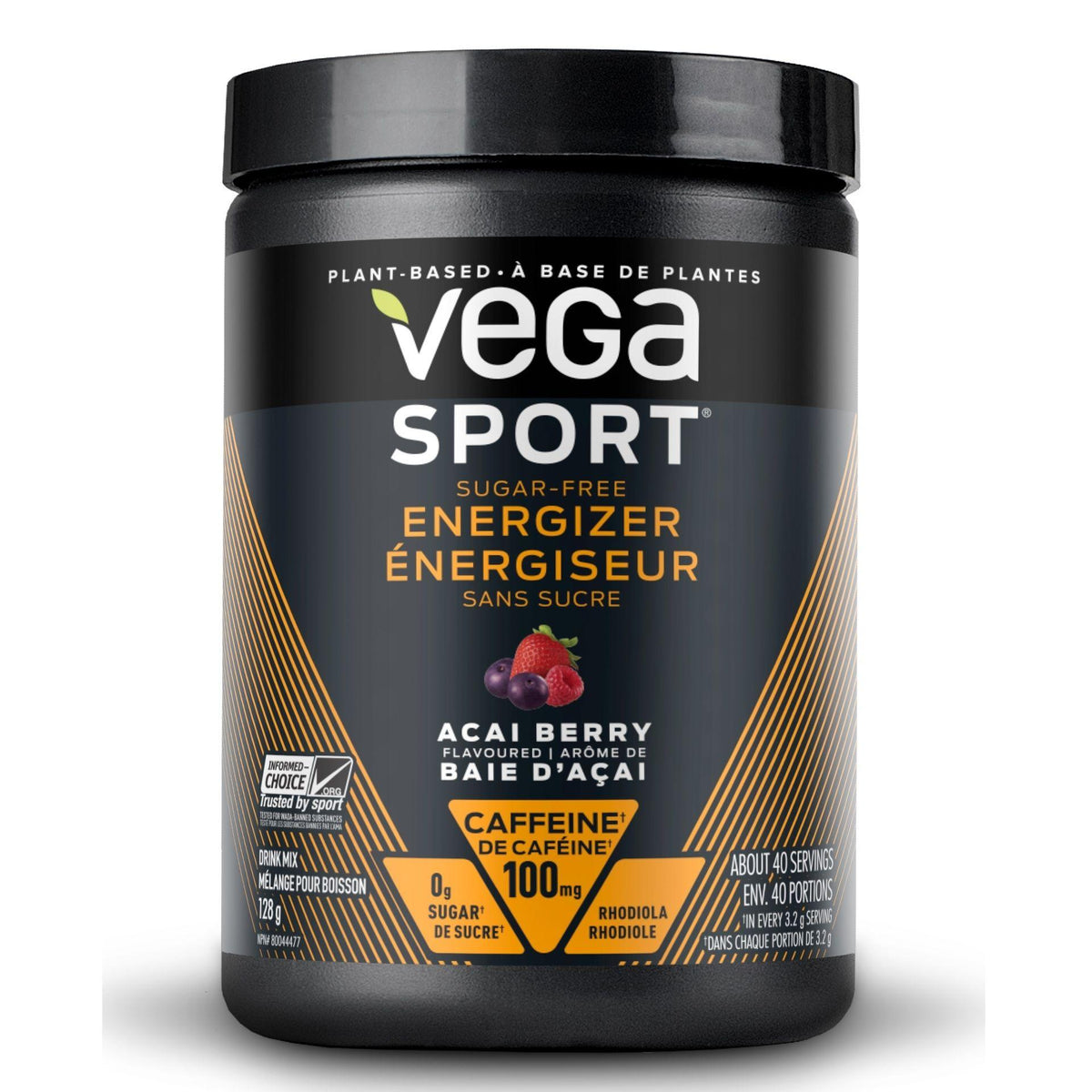 Vega Sport Pre-Workout Energizer Acai Berry Sugar Free 128g Supplements - Sports at Village Vitamin Store