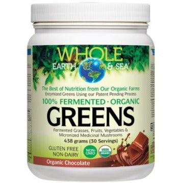 Whole Earth & Sea Organic 100% Fermented Greens Chocolate 438g Supplements - Protein at Village Vitamin Store
