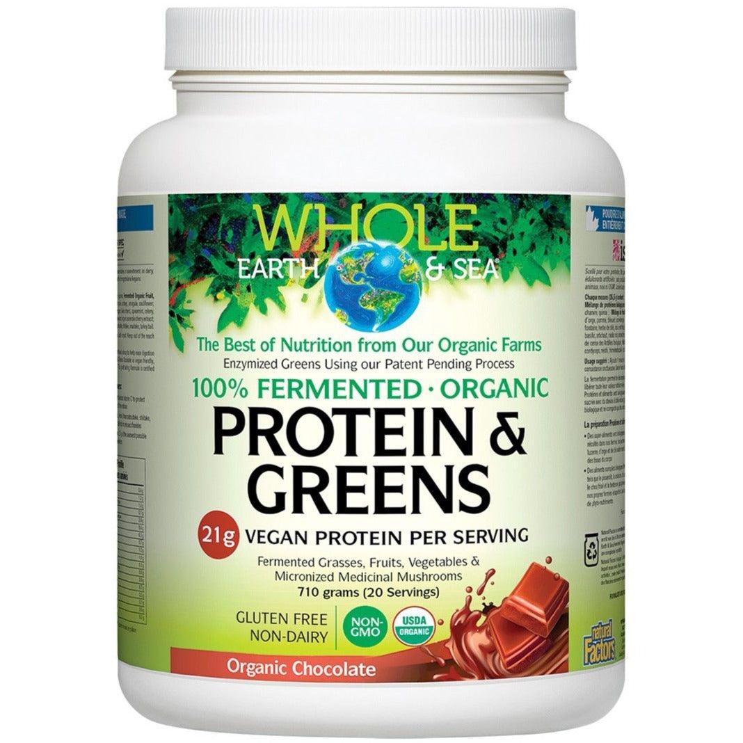 Whole Earth & Sea Organic 100% Fermented Protein & Greens Chocolate 710g Supplements - Protein at Village Vitamin Store
