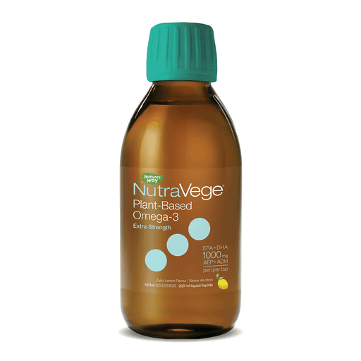 NutraVege Omega-3 Plant Based, Extra Strength lemon 200 mL Supplements - EFAs at Village Vitamin Store