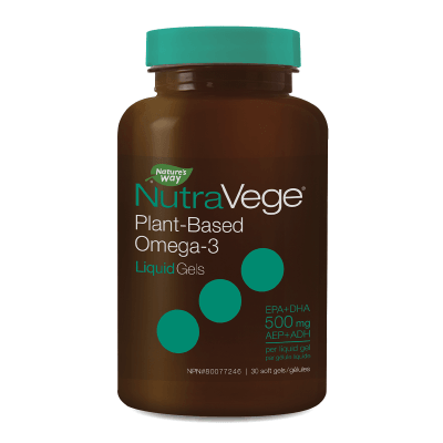 NutraVege Omega-3 Plant Based Liquid Gel 30 softgels Supplements - EFAs at Village Vitamin Store