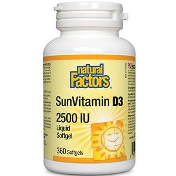 Natural Factors Sunvitamin D3 2500 IU 360 Softgels Vitamins - Vitamin D at Village Vitamin Store