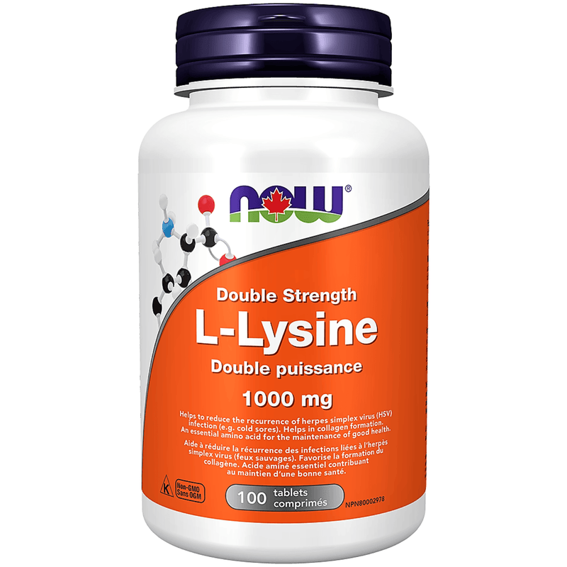 NOW L-Lysine 1000MG 100 Tabs Supplements - Amino Acids at Village Vitamin Store