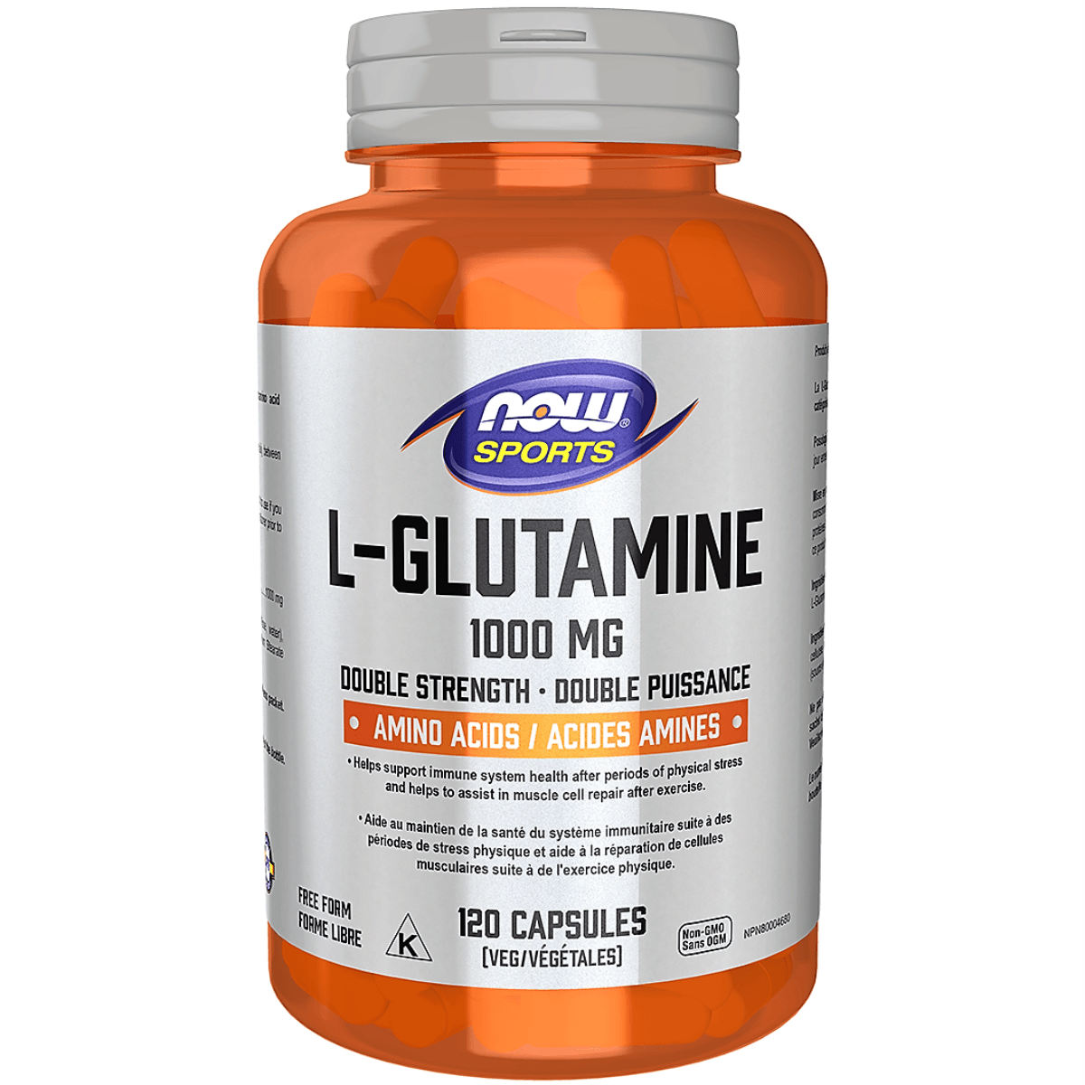 NOW Sports L-Glutamine 1000 mg 120 Veggie Caps Supplements - Amino Acids at Village Vitamin Store