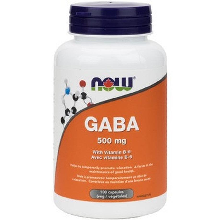 NOW GABA With B6 For Mood Support 100 Caps Supplements - Stress at Village Vitamin Store