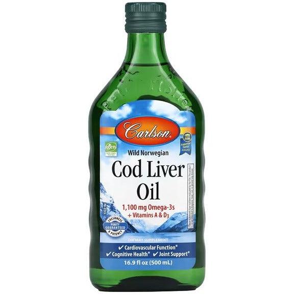 Carlson Cod Liver Oil Natural 500mL Supplements - EFAs at Village Vitamin Store