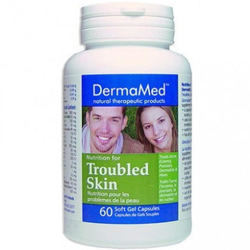 DermaMed Nutrition For Troubled Skin 60 Organic Soft Gel Caps Supplements - Hair Skin & Nails at Village Vitamin Store