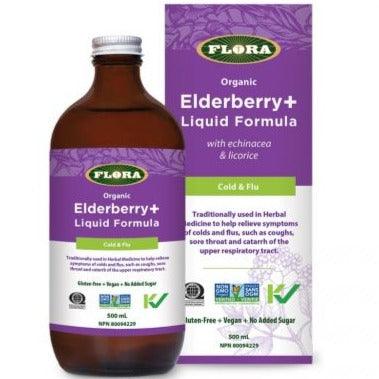 Flora Elderberry+Liquid Formula 500mL Cough, Cold & Flu at Village Vitamin Store