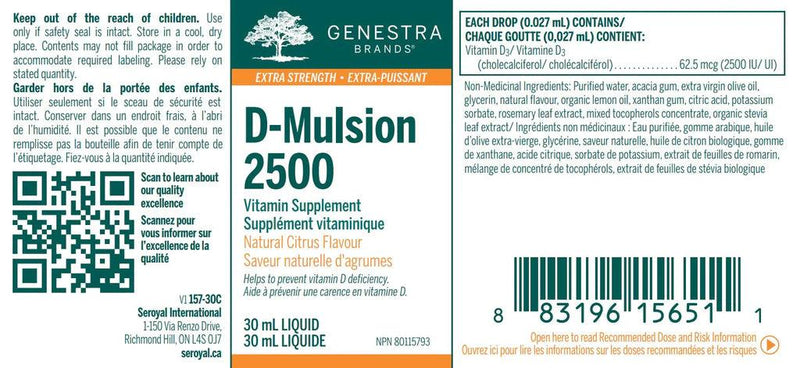 Genestra D-Mulsion 2500 30ml Vitamins - Vitamin D at Village Vitamin Store