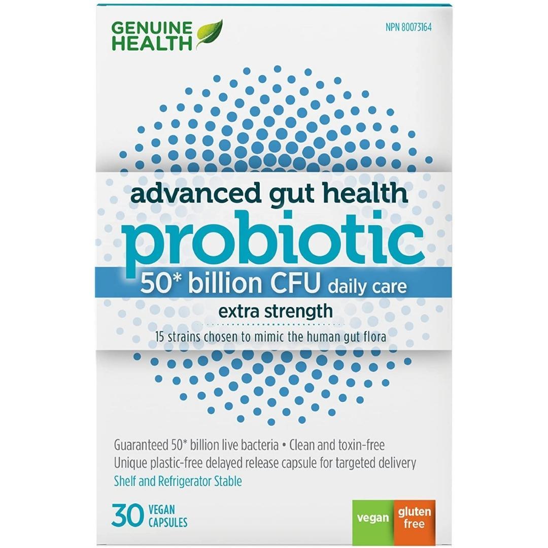 Genuine Health Probiotic Advanced Gut Health Extra Strength 50 Billion 30 Veggie Caps Supplements - Probiotics at Village Vitamin Store