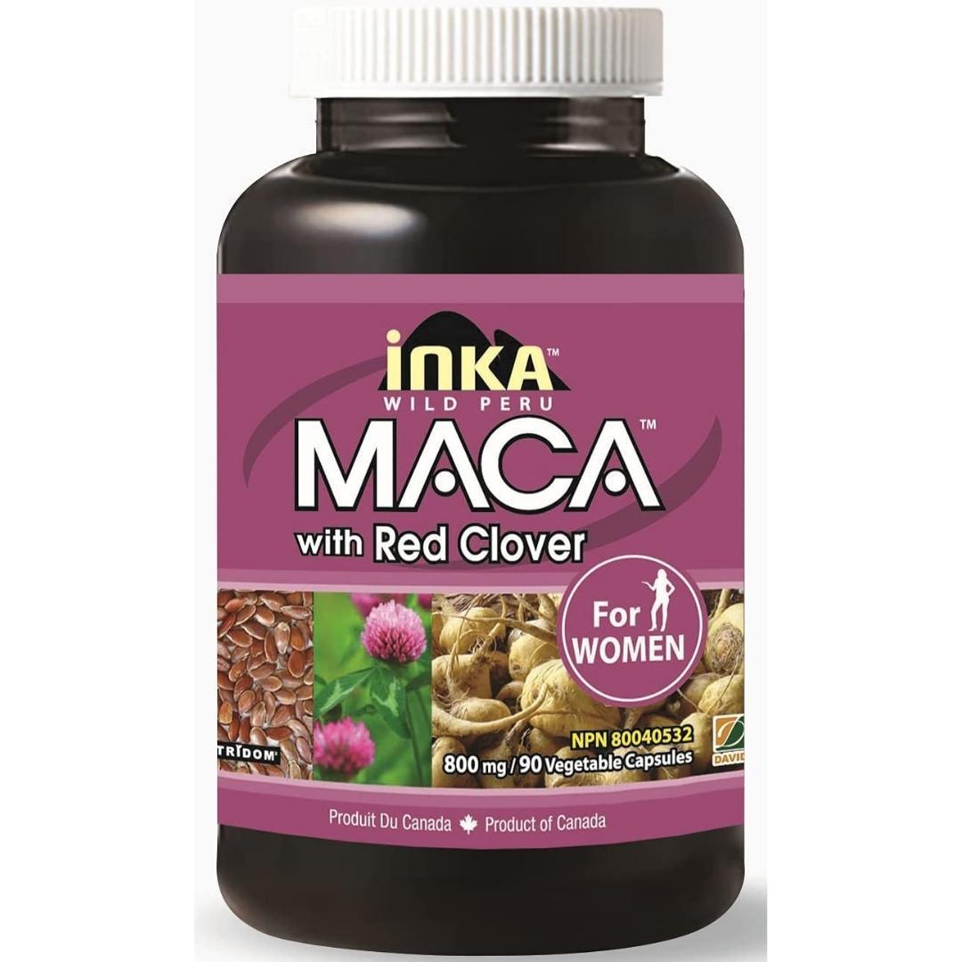 Inka Wild Peru Maca with Red Clover for Women 800mg 90 Veggie Caps Supplements - Intimate Wellness at Village Vitamin Store