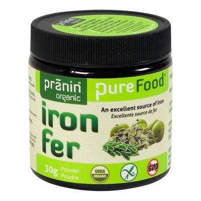 Pranin Organic - PureFood Iron 30g Supplements at Village Vitamin Store