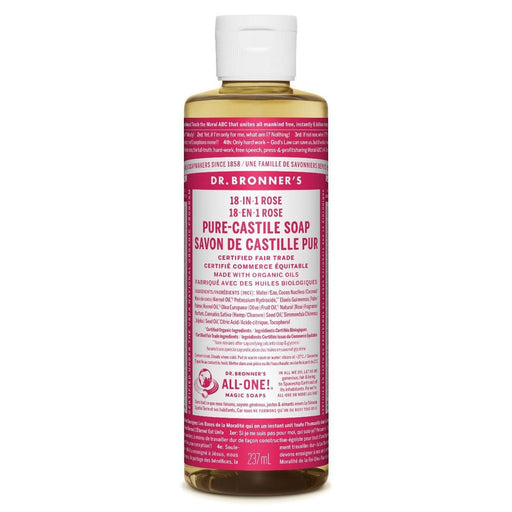 Dr. Bronner's 18-In-1 Pure Castile Liquid Soap Rose 237mL Soap & Gel at Village Vitamin Store
