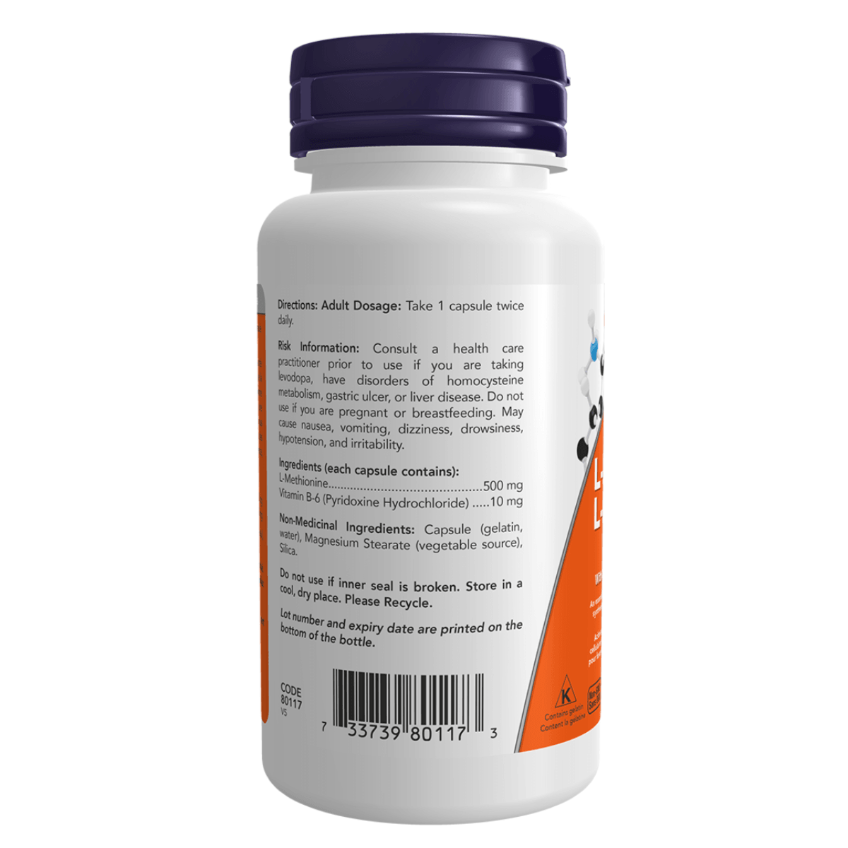 NOW L-Methionine 500MG 100 Caps Supplements - Amino Acids at Village Vitamin Store