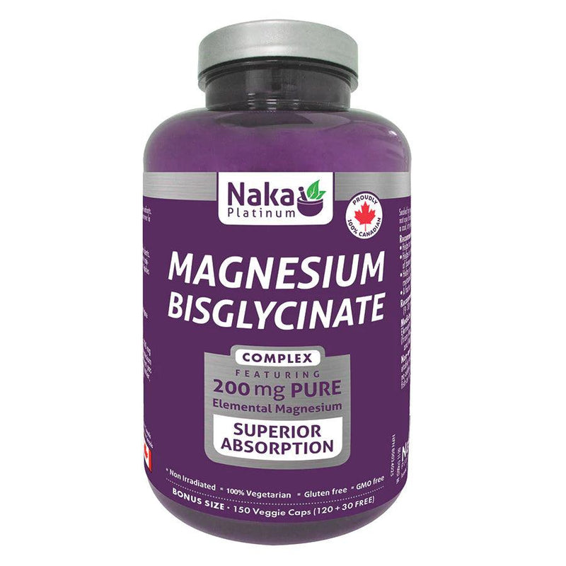 Naka Platinum Magnesium Bisglycinate 200mg Pure 150 Veggie Caps Minerals - Magnesium at Village Vitamin Store