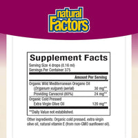 Natural Factors - Oil of Oregano, 30ml Cough, Cold & Flu at Village Vitamin Store