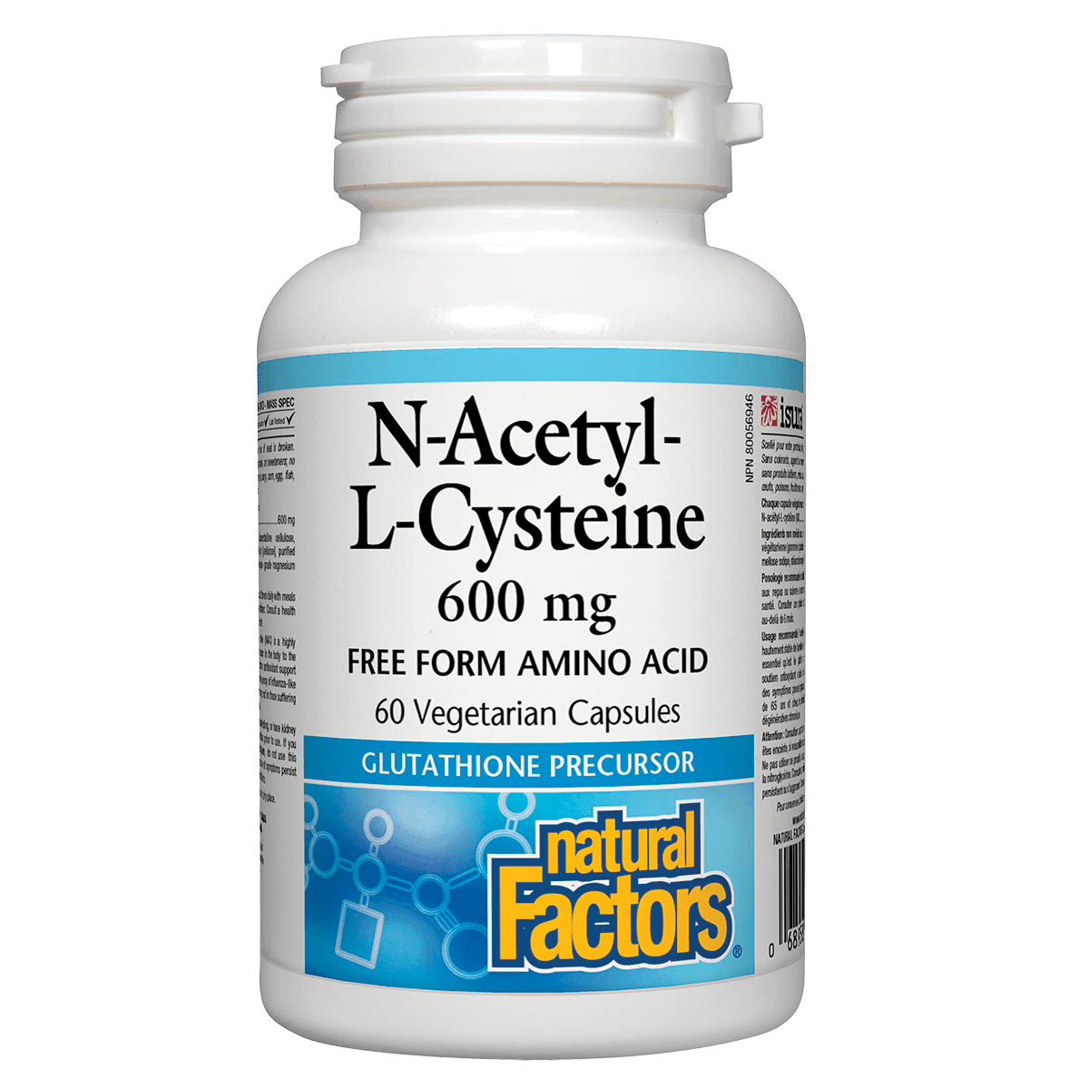 Natural Factors N'Acetyl L-Cysteine 600mg 60 Veggie Caps Supplements - Amino Acids at Village Vitamin Store