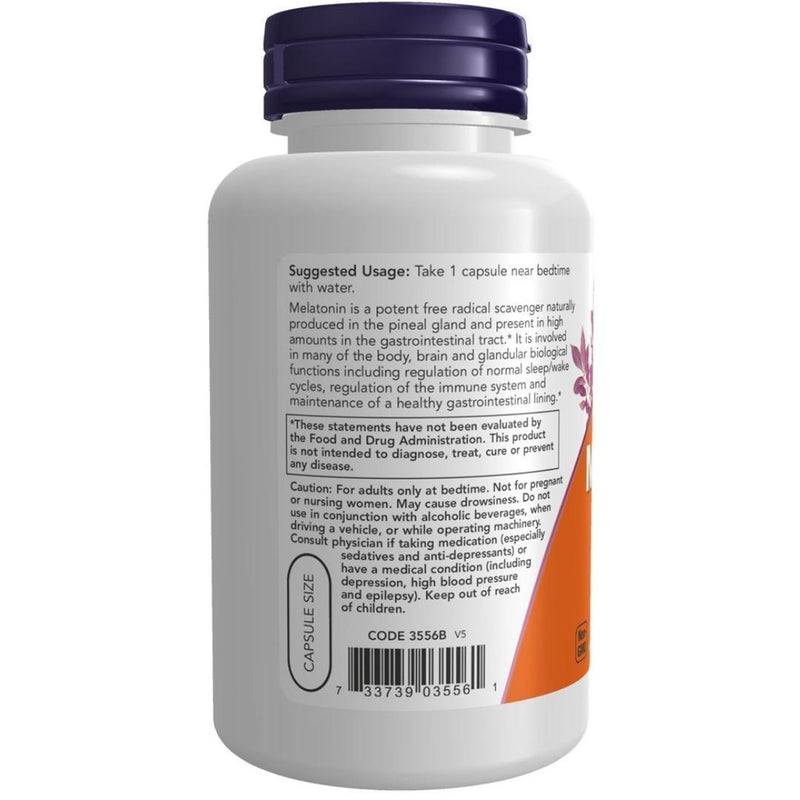 NOW Melatonin 5mg 180 Veggie Caps Supplements - Sleep at Village Vitamin Store