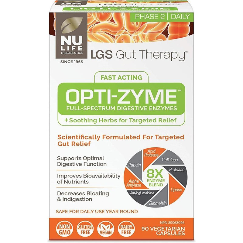 Nu Life LGS Gut Therapy Optim-Zyme (Formerly Intensive Enzymes) 90 Veggie Caps Supplements - Digestive Enzymes at Village Vitamin Store