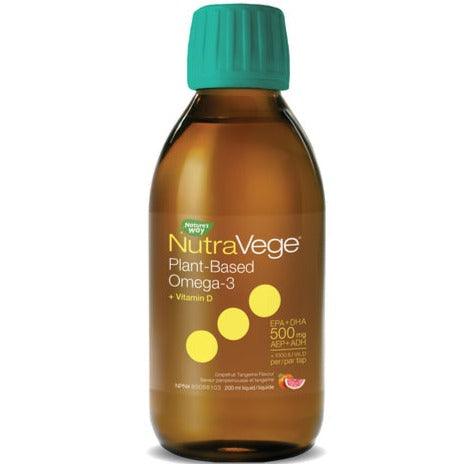 NutraVege Omega-3 +D Plant Based Grapefruit Tangerine 200 mL Supplements - EFAs at Village Vitamin Store