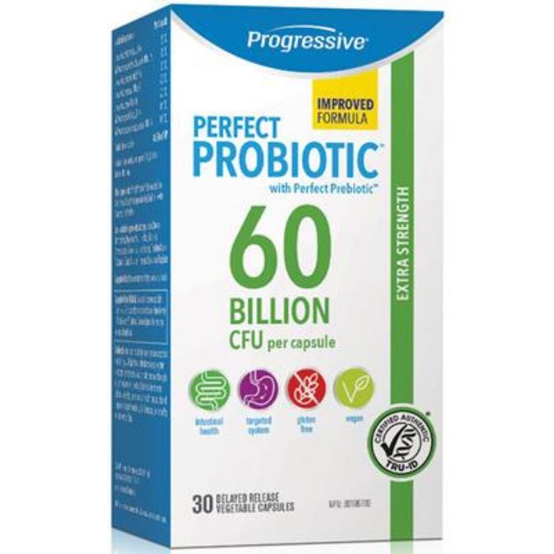 Progressive Perfect Probiotic 60 Billion CFU Extra Strength 30 Delayed Release Veggie Caps Supplements - Probiotics at Village Vitamin Store