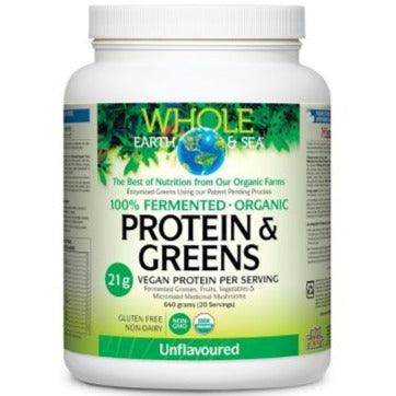 Whole Earth & Sea Organic 100% Fermented Protein & Greens Unflavoured 640g Supplements - Protein at Village Vitamin Store