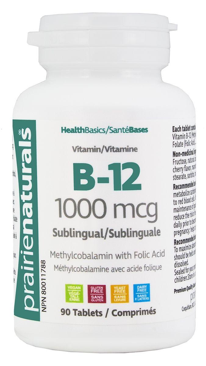 Prairie Naturals Sublingual B12 1000mcg 90 Tabs Vitamins - Vitamin B at Village Vitamin Store