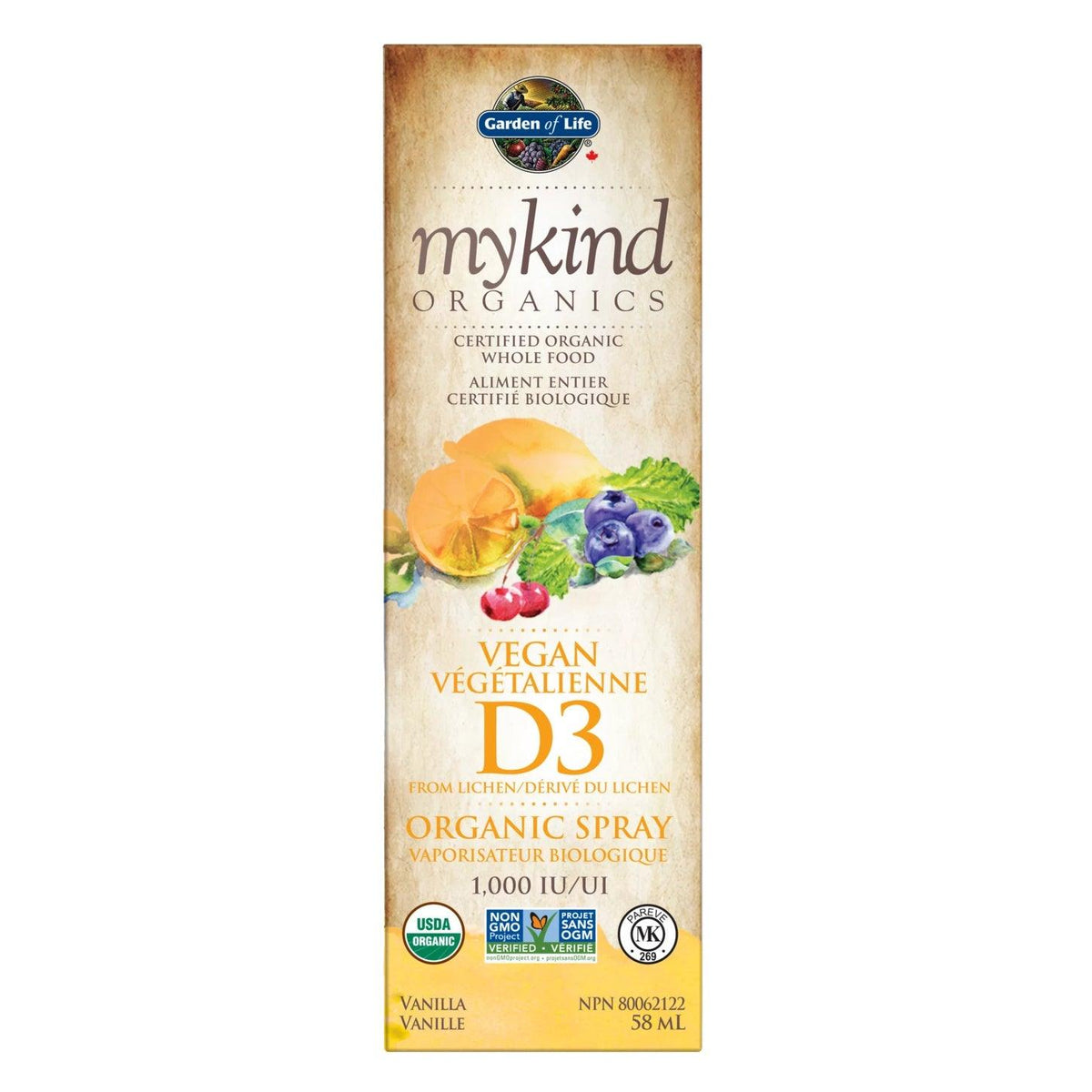 Garden of Life Mykind Organics Vegan D3 Vanilla Flavor Spray Vitamins - Vitamin D at Village Vitamin Store