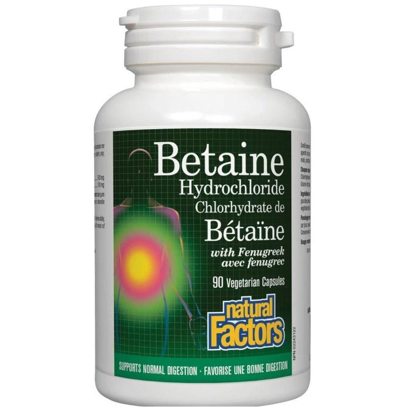 Natural Factors Betaine Hydrochloride With Fenugreek 90 Veggie Caps Supplements - Digestive Enzymes at Village Vitamin Store