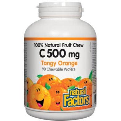 Natural Factors Natural Fruit Chew C 500mg Tangy Orange 90 Chewable Wafers Vitamins - Vitamin C at Village Vitamin Store