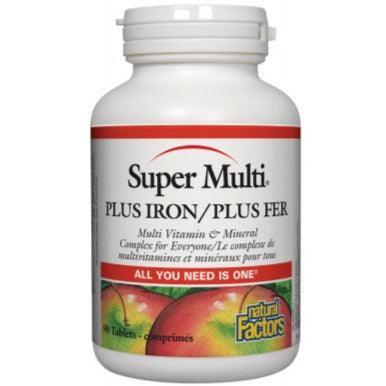Natural Factors Super Multi Plus Iron 90 Tabs Vitamins - Multivitamins at Village Vitamin Store