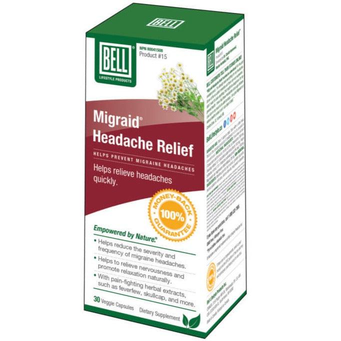 BELL Migraid Headache Relief 30 Veggie Caps Supplements - Pain & Inflammation at Village Vitamin Store